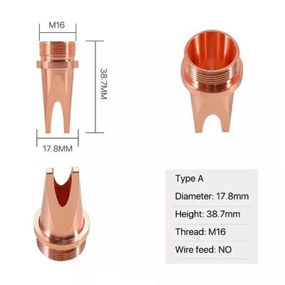 ISO M16 লেজার ওয়েল্ড হেড নজল ব্যাস 17.8 মিমি উচ্চতা 38.7 মিমি