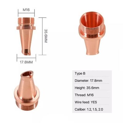 ফাইবার লেজার ওয়েল্ডার হেডের জন্য H35.6mm লেজার ওয়েল্ডিং অগ্রভাগ M16 থ্রেড